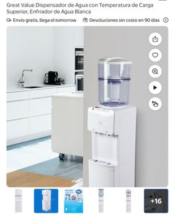 Great Value Dispensador de Agua con Temperatura de Carga Superior, Enfriador de Agua Blanca