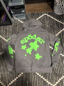 Grey and green Sp5 hoodie spider worldwide