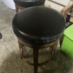 Wood And Leather Bar Stools 