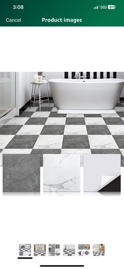 Spiareal 48 Pieces Peel and Stick Floor Tiles Vinyl Flooring 12 x 12 Inch Stick on Floor Tile Self Adhesive Waterproof DIY for Bathroom Kitchen Bedroo