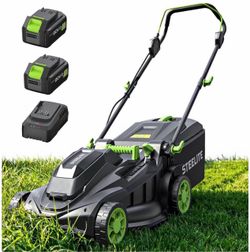 40V 17 Inch Electric Lawn Mower Cordless, Brushless Motor, 6-Position Height Adjustment, 2-in-1 Bagg