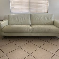 Mint Greet Mid Century Modern Italian Leather Couch