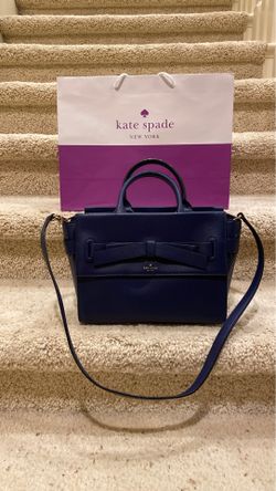 Kate Spade beautiful leather navy blue/dark purple handbag. New with tag $459.