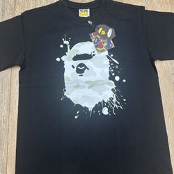 BAPE Shirt Grey And Black Graphic Lettering 