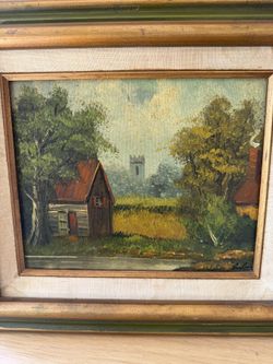 Serene Countryside Scene Oil Painting On Board