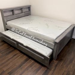 New Full Bed With Trundle And Mattresses 