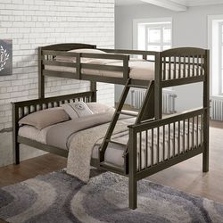 Brand New Grey Twin Over Full Bunk Bed
