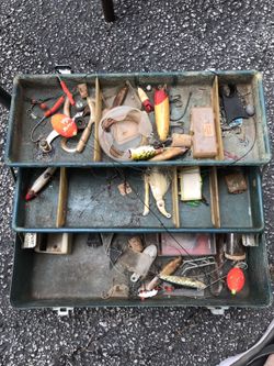Vintage tackle box and lures