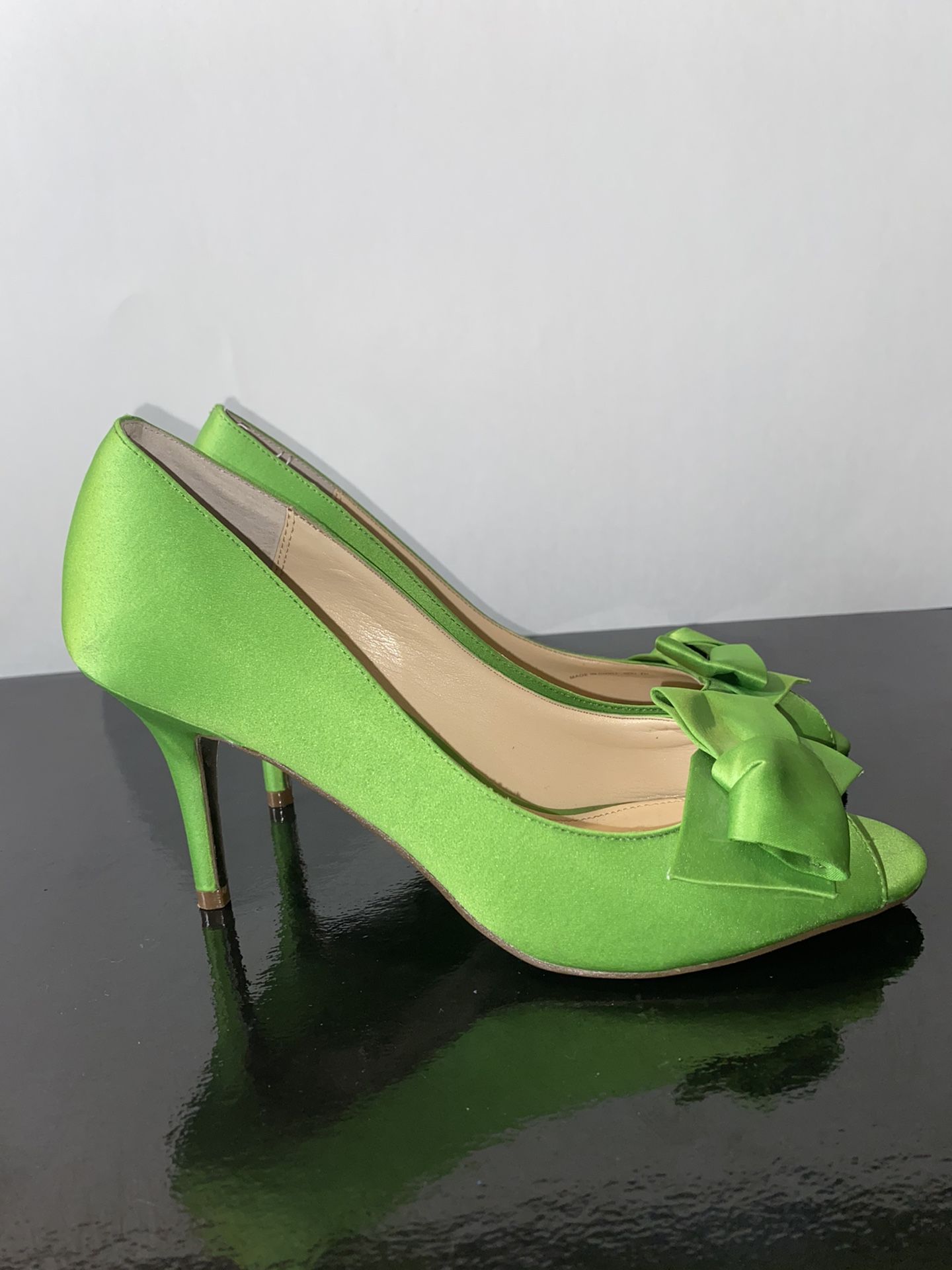 Nina Green Satin Bow Heels