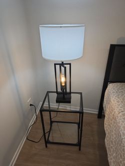 Touch Lamps and Metal/Glass Nightstand 2 sets