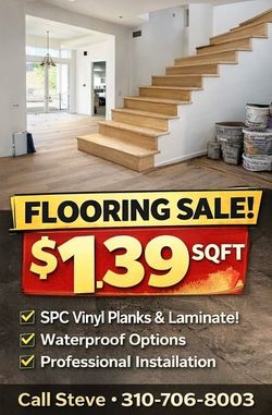 Waterproof Vinyl Plank Flooring – $1.39/SQFT