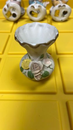 Vintage Miniature Bisque Porcelain Floral Vase