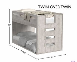 Solid wood twin over twin bunk bed