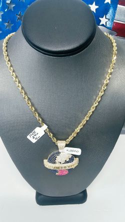 14k Solid 24inch 4mm Chain And 14k Cz Pendant