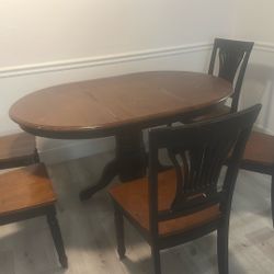 Dark Oak, Five Piece Chair, Including  Table 