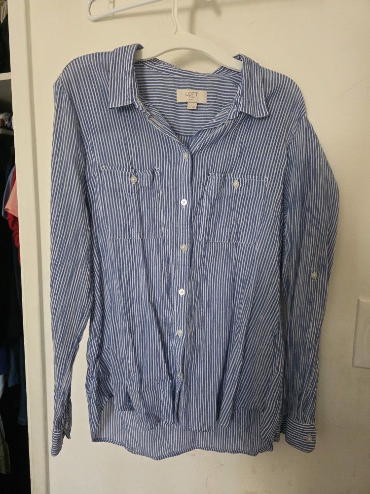 Loft Outlet Collared Long Sleeve Shirt Size Large Petite