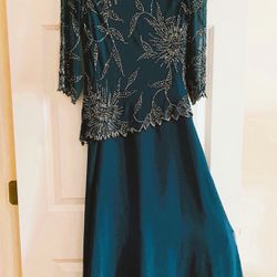 Stunning Size 6 Dress Special Occasion J Kara Teal Color Worn Once -
