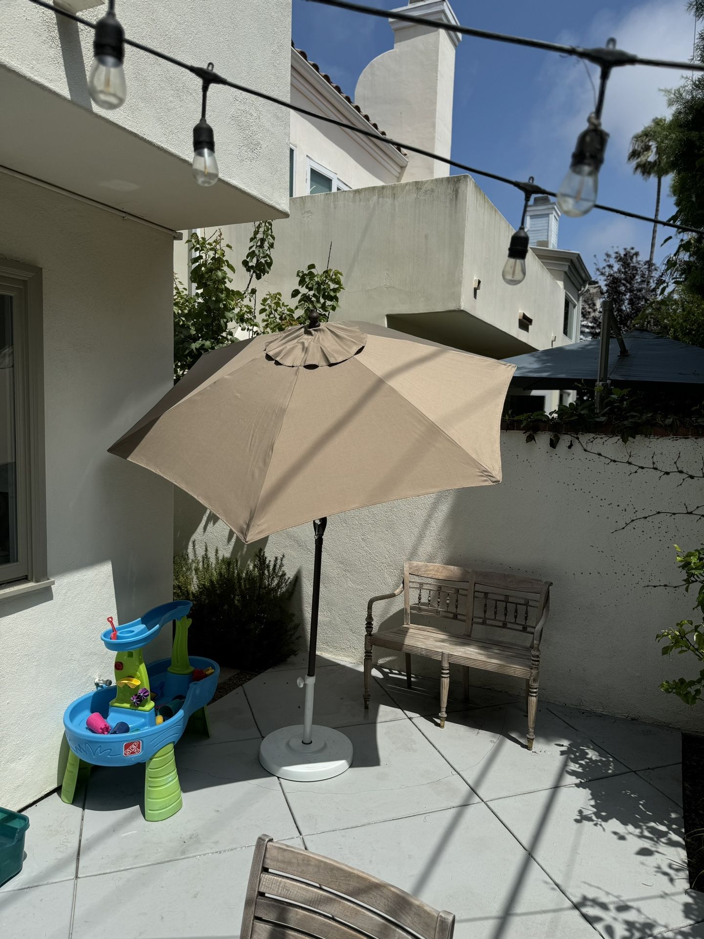 Taupe 7.5 Ft Wide Umbrella Small Patio Yard Umbrella Base Not Included -NEW