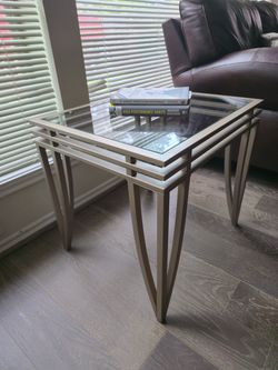 Glass Top Metal End Table
