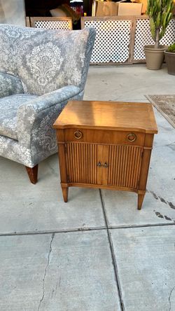 Mid-Century Modern Drexel "Triune" End Table Cabinet with Fluted Doors