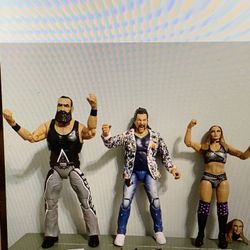 Lot  of 3 Aew Wrestling Figures Omega Anna Jay Brodie Lee Unused 