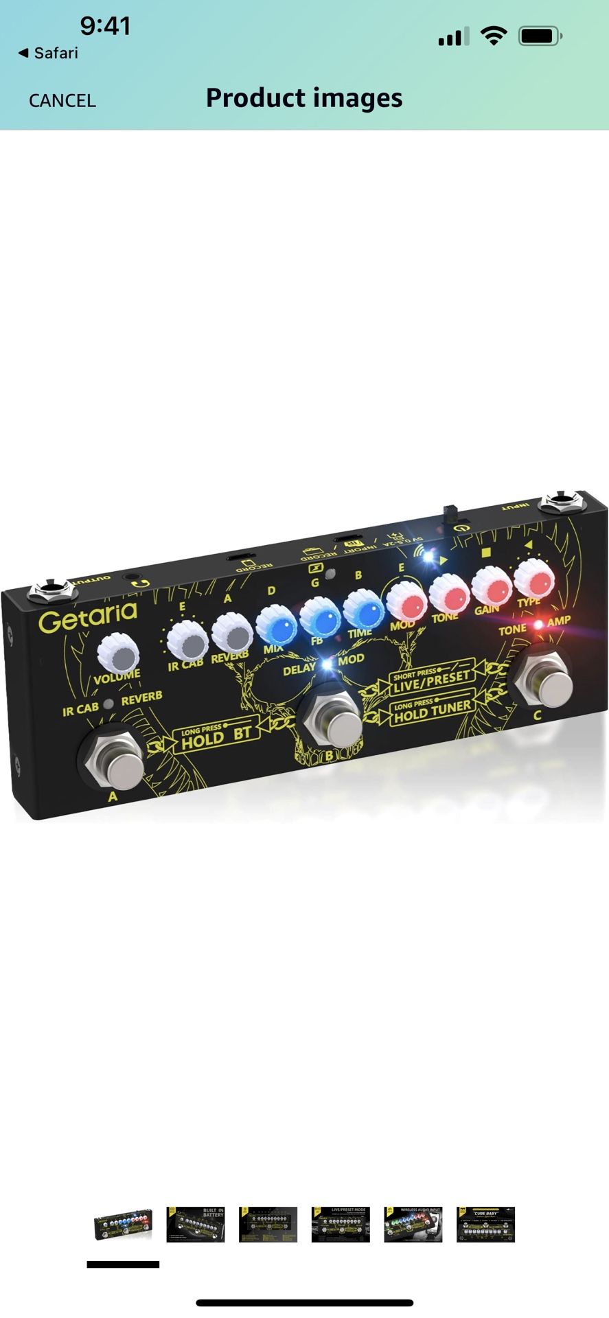 Getaria IR Cab Electric Multi Effects Processor Delay Reverb Guitar Overdrive Pedal for Bass Guitar