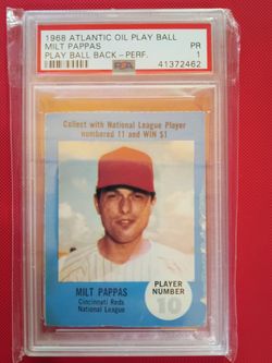 1968 Atlantic Oil - Play Ball Back Perforated - Milt Pappas - PSA 1