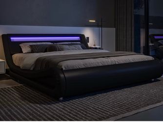 Queen bed frame with LED great condition led works Perfectly