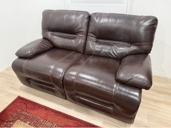 Brown Leather Loveseat