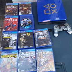 Blue & Black Sony Playstation 4 Slim PS4 1000GB $170! Plus $20! Per Game x 10 is $200 total $300! All combo. Trade are welcome