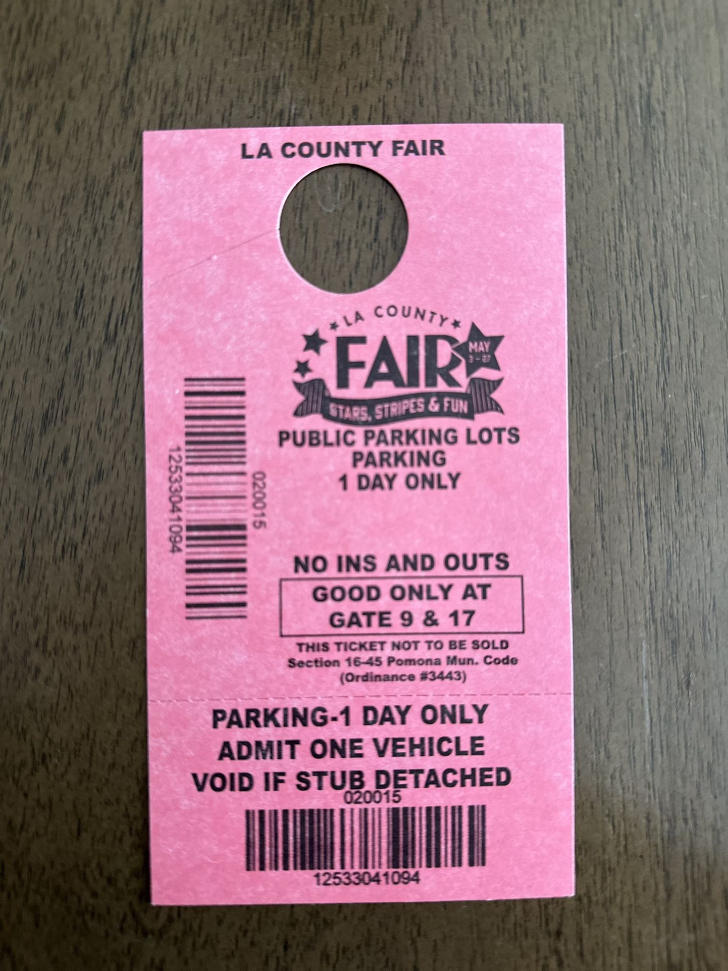 L.A. County Fair Parking Pass $15