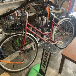 Red Beach Cruiser Bicycle