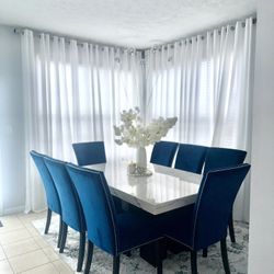 Blue Chairs & Dining Table For Sale 
