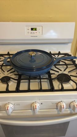 Tramontina 12 inch cast iron two handle blue skillet
