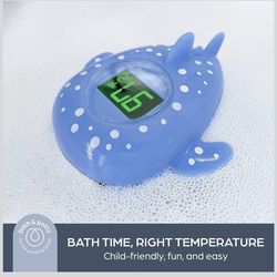Whale Shark USB Baby Bath Thermometer - Instant Read, Digital Room and Baby Bathtub Water Fun Floating Toy - Newborn Must-Have