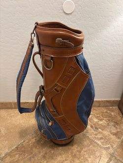 Vintage Hot-Z ProGroup Golf Bag 6-Way Brown Blue Made USA Cart Staff Bag