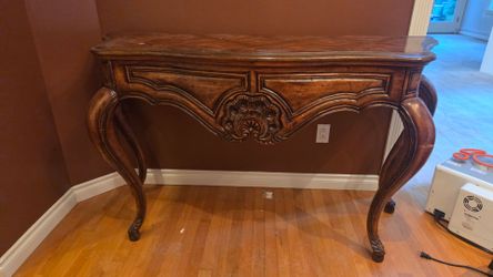 Elegant 60" Solid Wood Carved Console Table