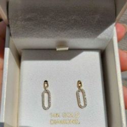 14k Yellow Gold Diamond Earrings 