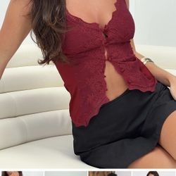 Princess Polly Dark Red Tank Top 