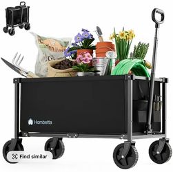 Heavy-Duty Trolley (260lbs Capacity), 150L Collapsible Garden Cart