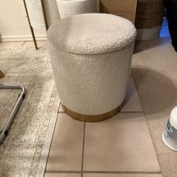 Cream/Beige And Gold Ottoman W/storage