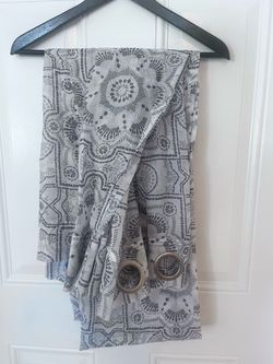 Gray Geometric Print Grommet Curtain Panel