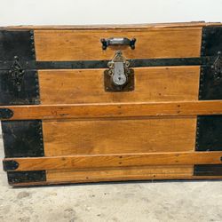 Antique Trunk with top storage and new leather handles