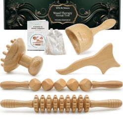 5-in-1 Wood Therapy Massage Tools Kit - Lymphatic Drainage Massager for Stomach, Thighs and HIPS | Maderoterapia Kit Professional 