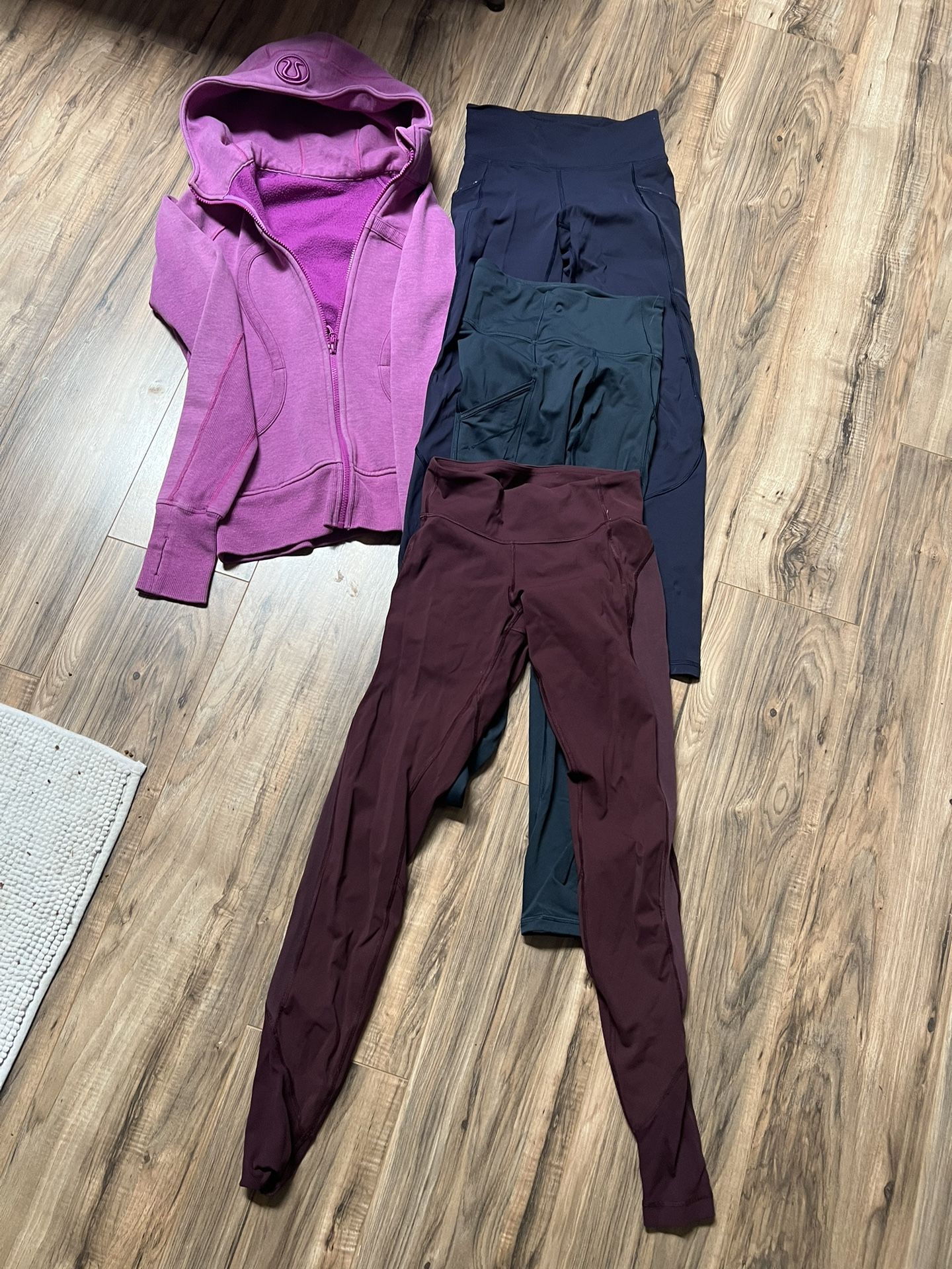 Lululemon Lot Size 4 Scuba Jacket And 3 Full Length Leggings