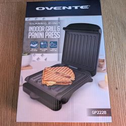Ovente Small Indoor Grill & Panini Press - New