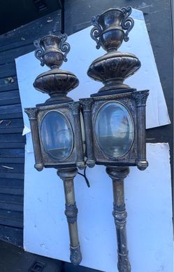 Antique 19th Century Silver Plated Carriage Lamps Pair Coach Lanterns Converted Electric