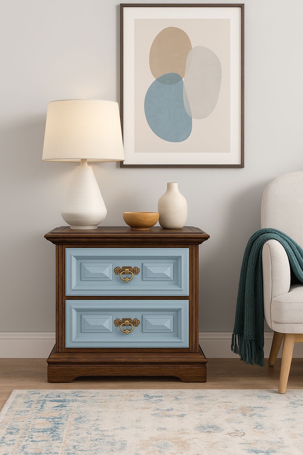 Refinished Two Drawer Side Table