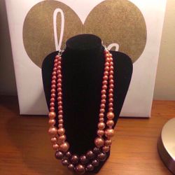 Orange And Brown Beaded Necklace 