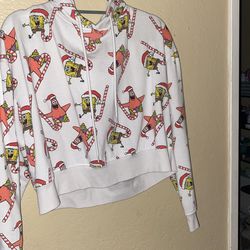 Christmas Sponge Bob Cropped Hoodie X-Large OBO